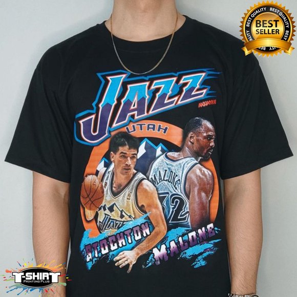 Vintage NBA Utah Jazz Karl Malone x John Stockton Tee - Picture 1 of 3